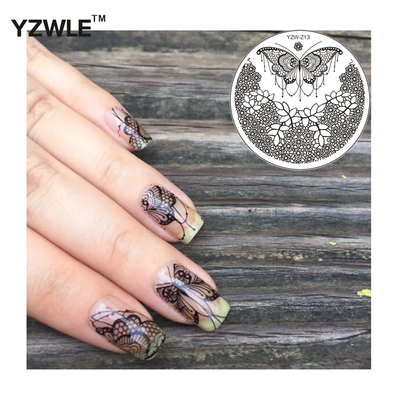 YZWLE Типсы для ногтей «сделай сам» дизайн ногтей изображение печать пластины лак штамповка шаблон экономичный бабочка серия