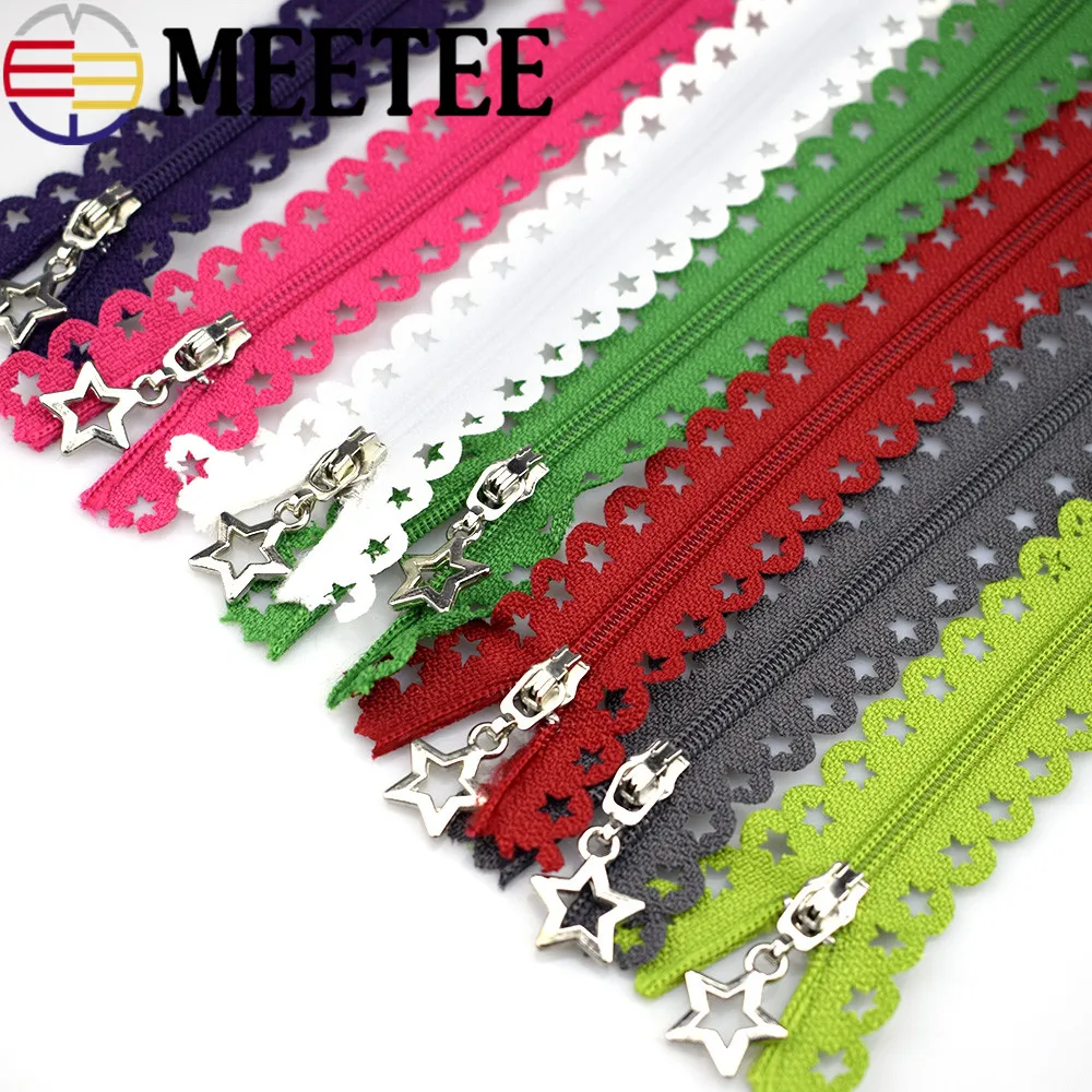 20-50cm Lace Closed End Zippers 3#Nylon For Purse Bags Multicolor Sewing 5//10pcs