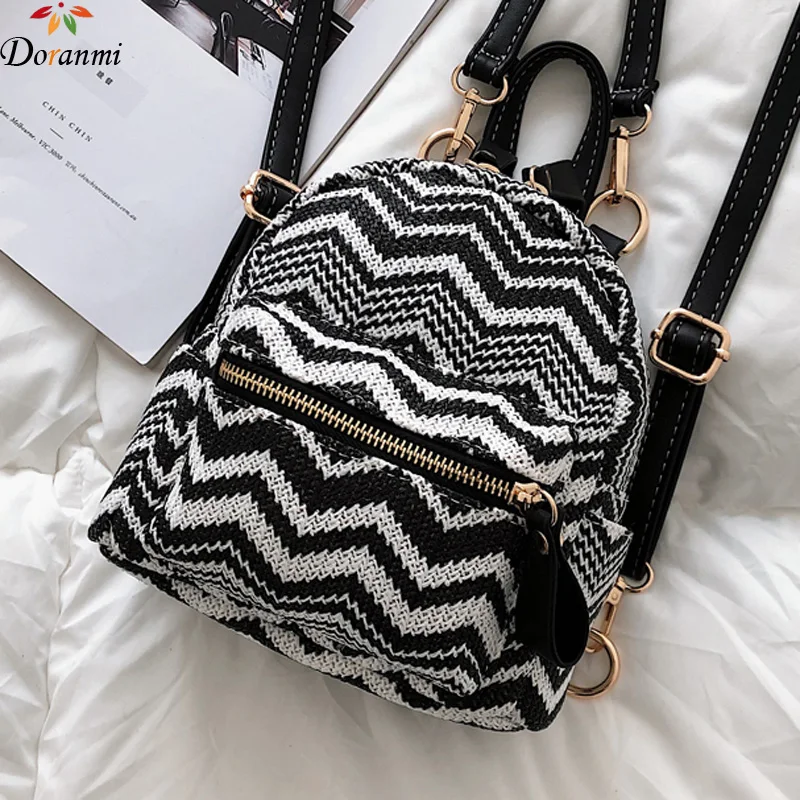 

DORANMI Small Wave Small Backpack For Women 2019 Back Shoulder Bags Female Summer Backpacks Mini Straw Weave Mochila DJB540