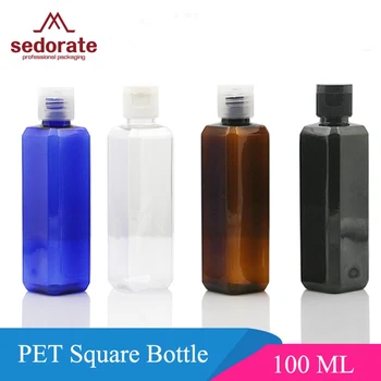

Sedorate 50 pcs/Lot 100ML PET Cosmetic Bottle Flap Cover Shampoo Refillable Bottle Makeup Remover Containers Case JX043-2