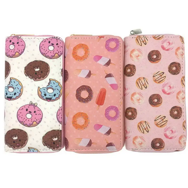 

KANDRA Doughnut Pattern Women's Wallet 2019 Summer New Fashion Clutch Long Zipper Wallets Card Holder PU Leather Travel Purse