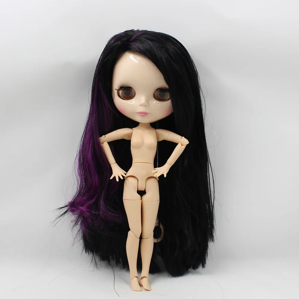 Обнаженная кукла Blyth фиолетовый микс черные длинные волосы мода Blyth BJD кукла с гибкими суставами модель игрушки