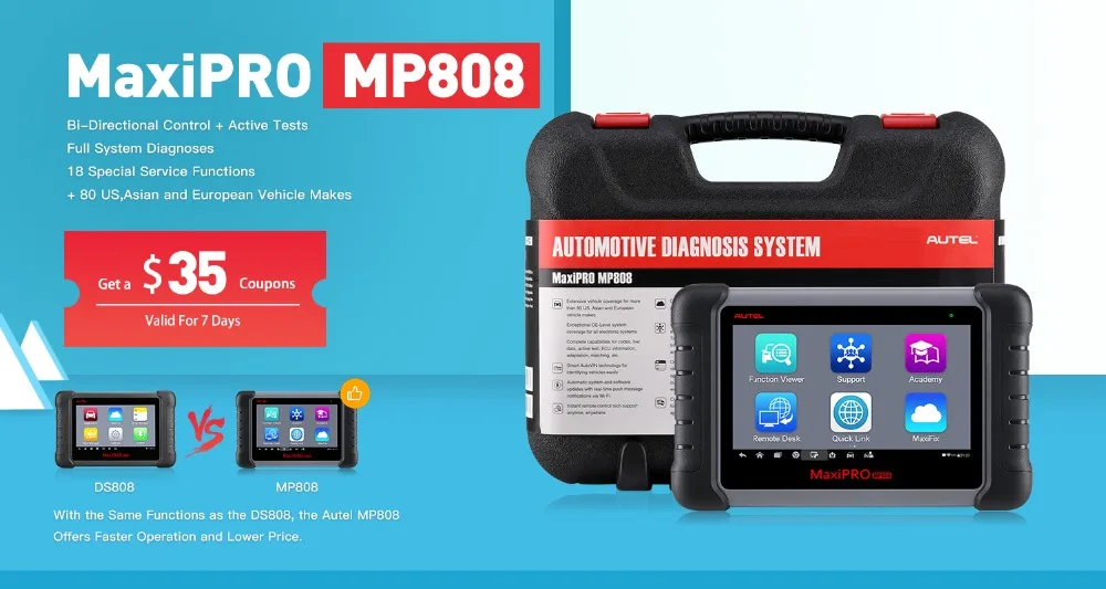 Autel MaxiPRO MP808 DS808 OBD2 автомобильный сканер OBDII диагностический инструмент считыватель кода инструмент сканирования ключ кодирования как autel MaxiSys MS906