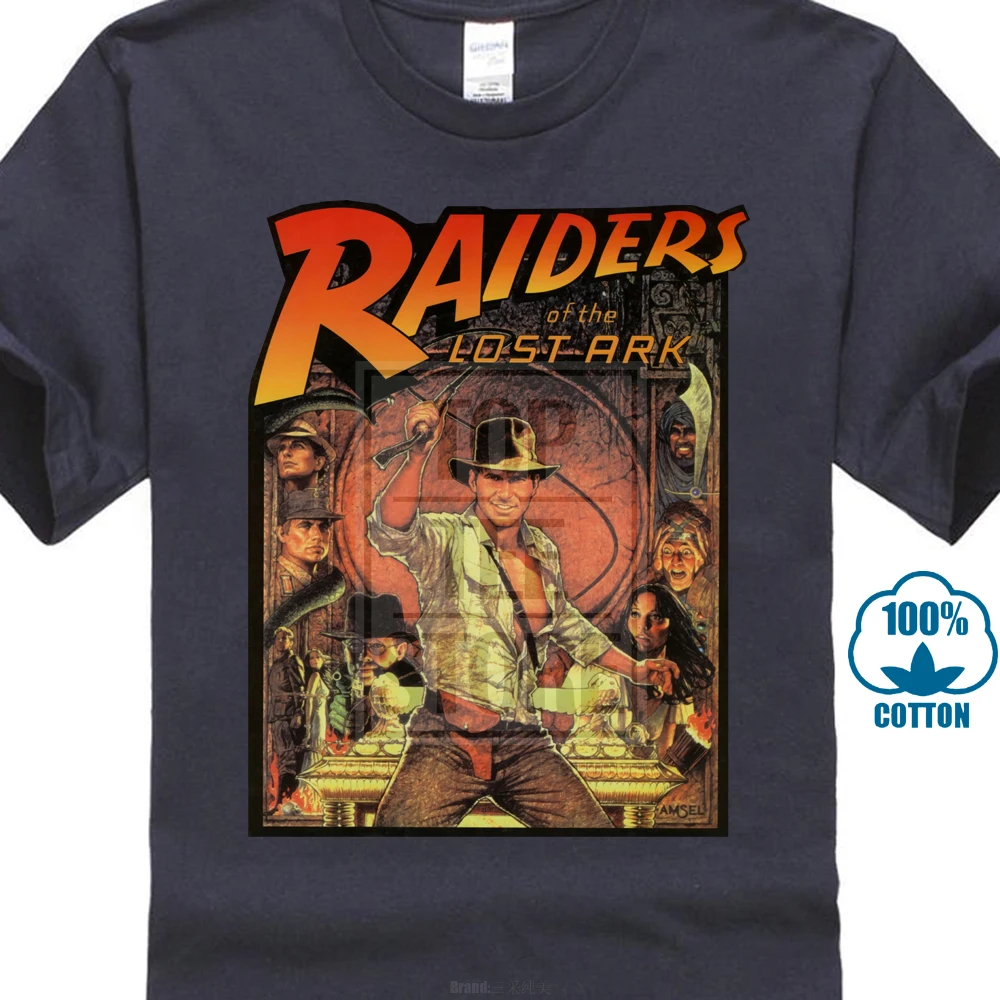 Тёмно-синий Raiders Of The Lost Ark футболка Индиана Джонс 80 S культовый фильм день рождения - Цвет: Тёмно-синий