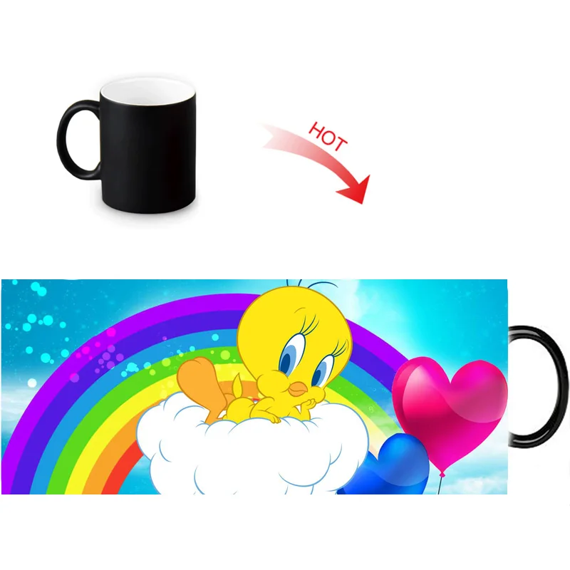 

Tweety Bird Color Change Coffee Cup Heat Reveal Sensitive Mug Temperature Sensing Morphing Mugs Birthday Gift 350ml