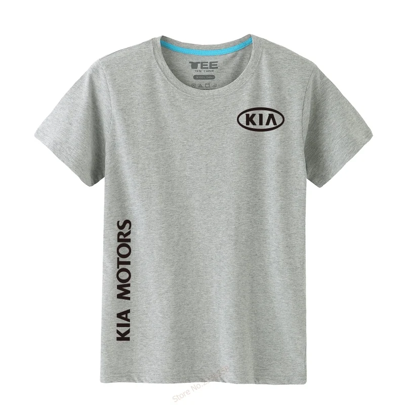 Модные мужские обычные Топы с коротким рукавом KIA футболка Motors мужские одноцветные футболки топы - Цвет: Серый