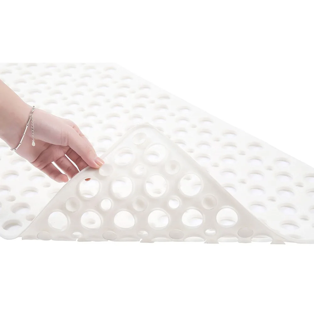 

75X43cm Nonslip Bathtub Mat Extra Soft Eco Friendly TPE Bath Mat for Kids Anti Bacterial Machine Washable Bathroom Shower Mats