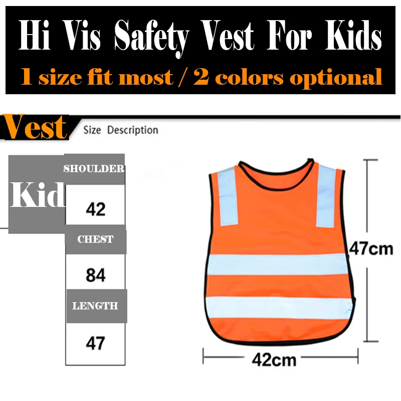 Флюоресцентный оранжевый детский светоотражающий жилет с высокой видимостью для детей, для детей, для езды на велосипеде в школу