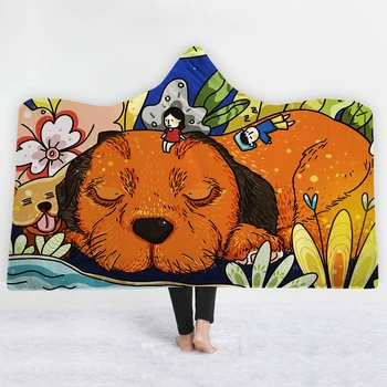 

Lovely orange puppy Blankets hats soft bedroom Blankets comfortable 3D new Fashion cartoon style twin full size Blankets