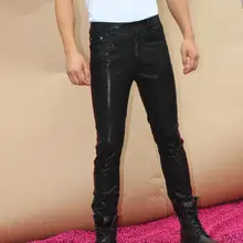 29-36 новая мужская одежда модные простые и благородные разноцветные тонкие кожаные штаны Мужские Сценические костюмы