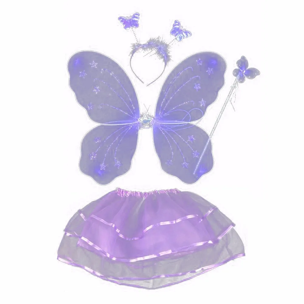 4 штуки комплекты детской одежды принцессы и феи юбка пачка с крыльями бабочки волшебной палочкой и повязкой на голову