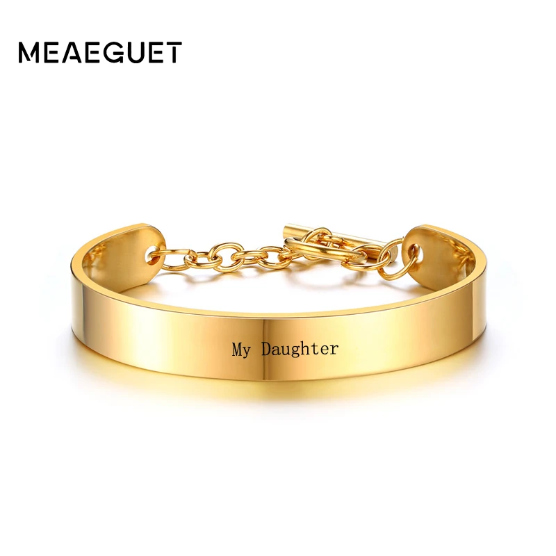 

Meaeguet Free Engraving Open Bangle 3 Colors For Trendy Women Cuff Bracelet Bangles Jewelry