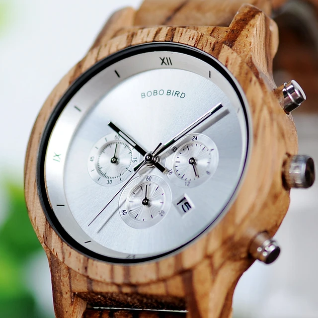 BOBO BIRD Wooden Watch Men for Lovers Couple Wood and Steel Combined women watches with StopWatch  часы женские erkek kol saati 4