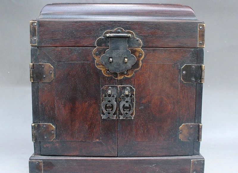 

10" Old China RoseWood Drawer CombinedCabinet Dressing case Storage box Chest
