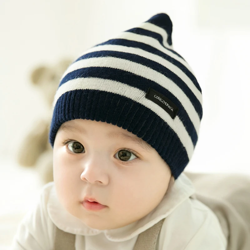 CieiK Newborn Photography Props Soft Baby Hat Warm Children Winter Cap Boys Girls beanie Infant Striped Muts Baby Accessories (4)
