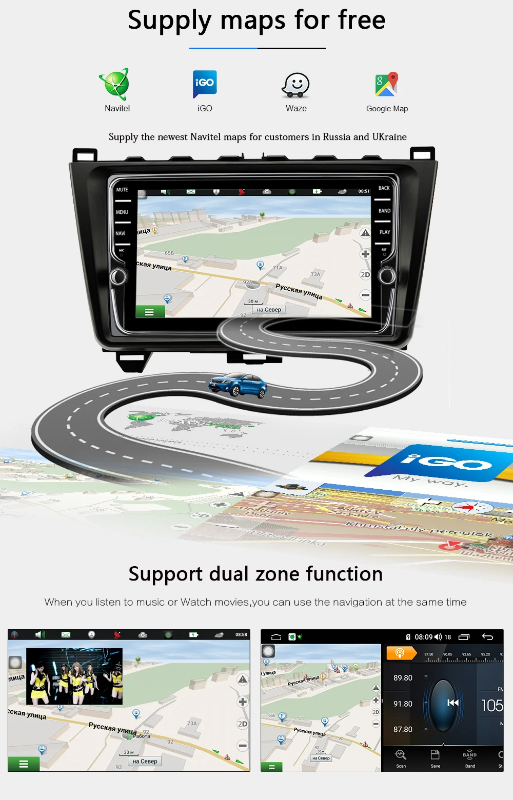 Excellent Funrover 8 core android 9.0 2 din car dvd player For Mazda 6 2008 2009 - 2014 2015 radio gps navigation 64G DSP SIM card slot BT 13