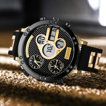 Мужская Новая мода Большой размер многофункциональные три часовых пояса симфония стекло светодиодные цифровые часы мужские спортивные часы relogio masculino