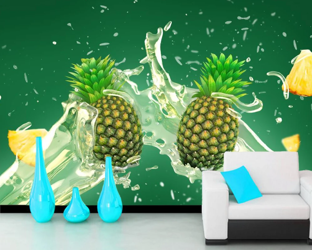 Papel De Parede Pineapples Water Spray Fruit Food Wallpaper,living Room