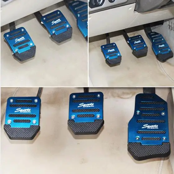 

Universal Aluminum Manual Transmission 3 pcs Non-Slip Car Pedal Cover Set Kit Pedali Red/Blue/Silver car styling