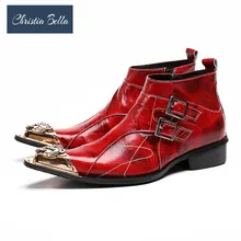 Кристиа Белла ручной работы из натуральной кожи формальные мужские Ботильоны мужские с острым носком металлическим наконечником высота увеличивающие рост модельные ботинки