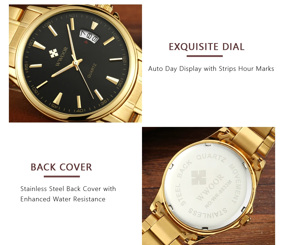 WWOOR Gold Men Watch Brand Waterproof Mens Watches Date Stainless Steel Quartz Clock Male Wristwatch Free Watchband Tool 2018 (4)
