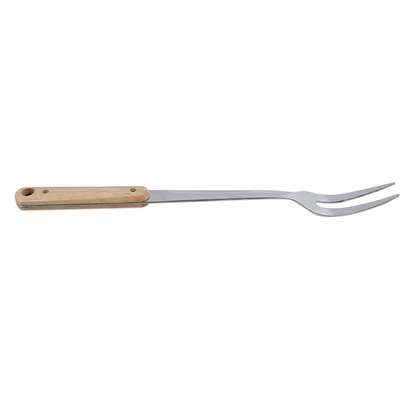 Meat fork Нержавеющая сталь Кухня посуда из цельного дерева кухонная лопатка ложка Нескользящая термостойкая деревянная ручка кухонная инструменты - Цвет: Meat fork