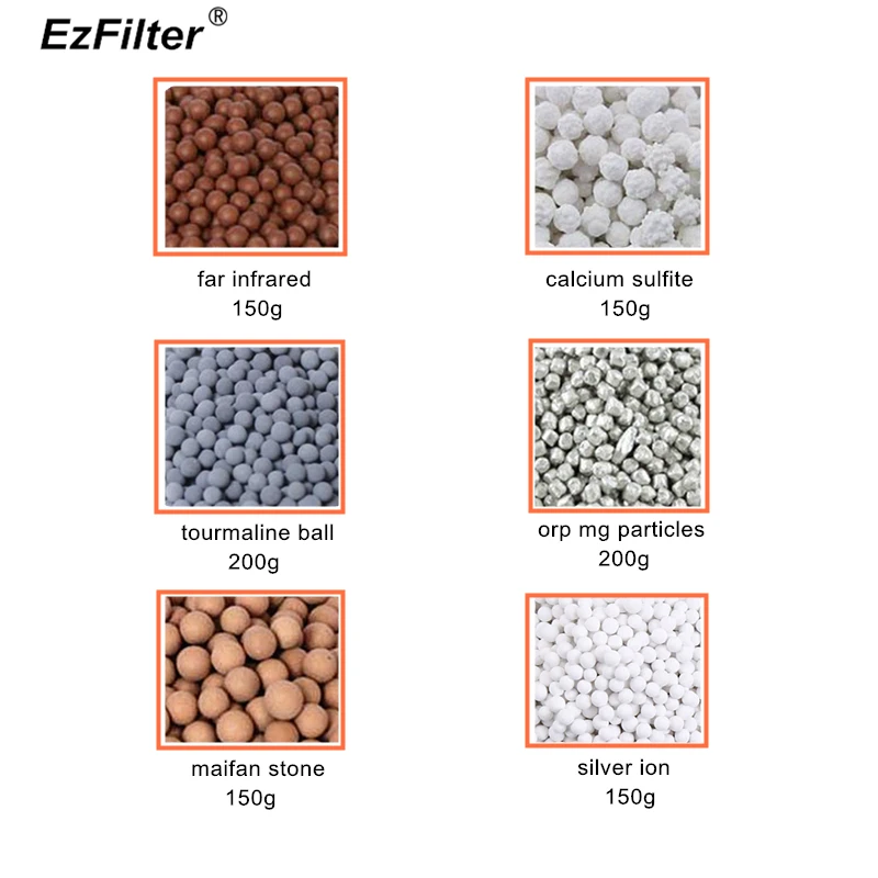 

ORP Water Far infrared Maifan Stone Calcium Sulfite Silver Ion Balls Tourmaline Alkaline Water Filter Material For Alkaline Cup