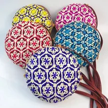 Круглая пляжная сумка ручной работы из ротанга и соломы в стиле ретро, женская сумка через плечо, сумка для покупок, сумка через плечо#35