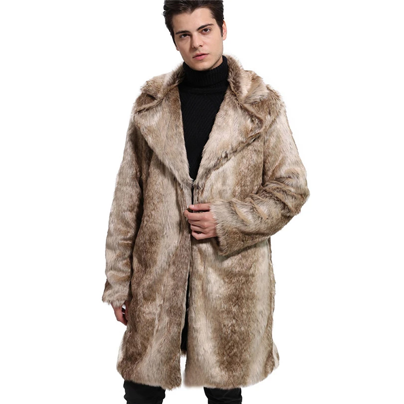 Lanshifei Autumn Winter Jacket Men Thick Long Coat Fur Collar Windproof ...