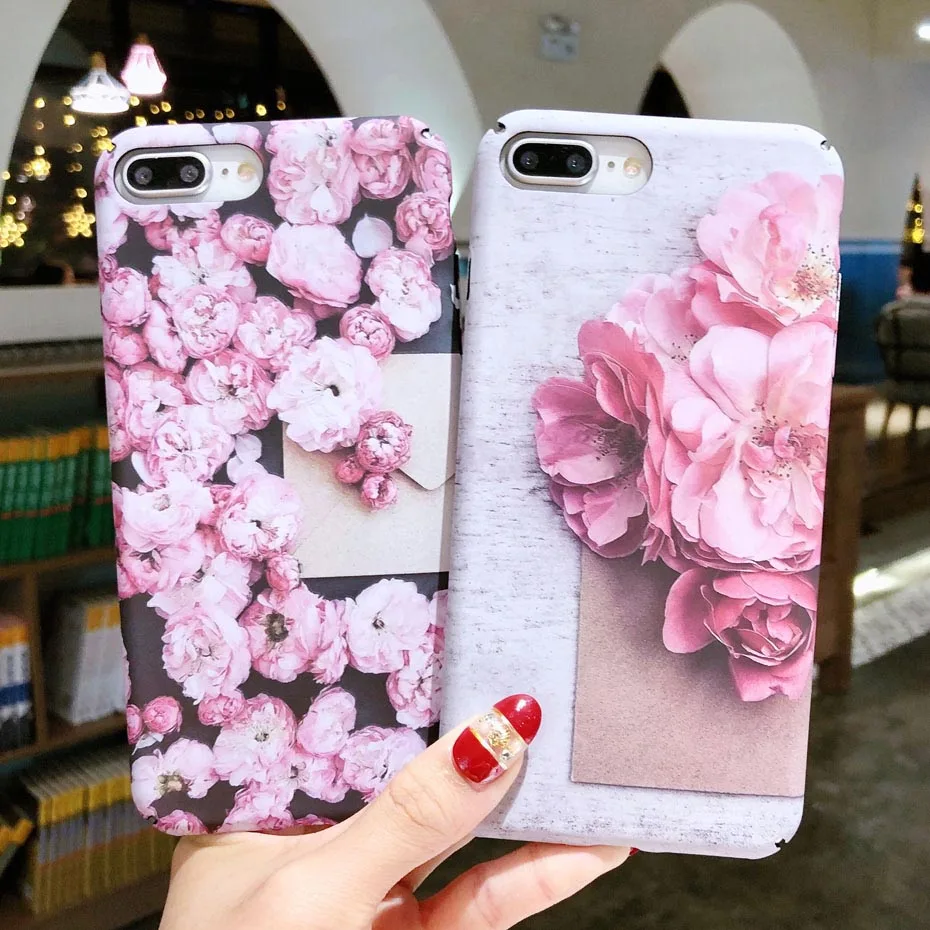 YAMIZOO Flower Case For iPhone 6 7 5s Cover 5 se Coque Shockproof PC Hard Luxury Phone Case For iPhone x 8 6s 6 Plus Case 7 Plus (1)