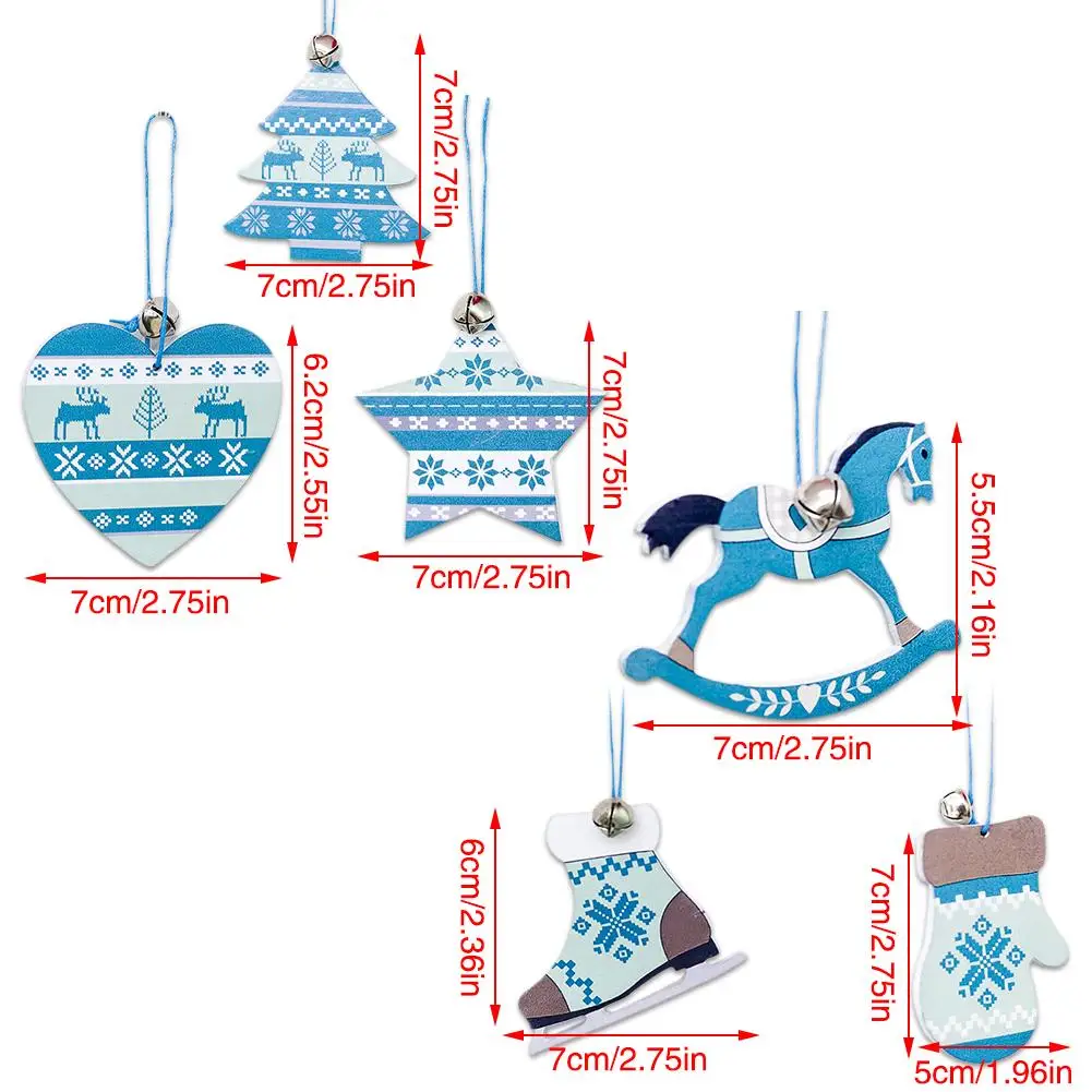 3 шт./упак. Рождество инновационный деревянный дом и жизнь декоративный элемент подвесная Елочная игрушка синий цветной рисунок деревянная подвеска-открытка