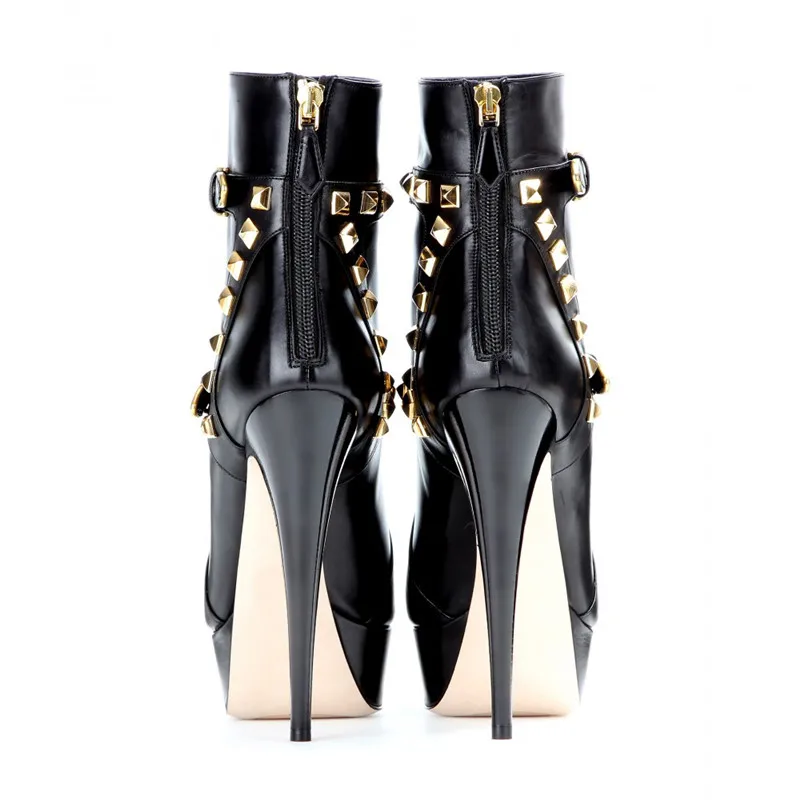 Najtaniej Onlymaker damskie botki buty 16cm wysoki cienki obcas 4cm platforma moda buty na obcasie metalowe płytki klamra rozmiar butów us5 ~ us15