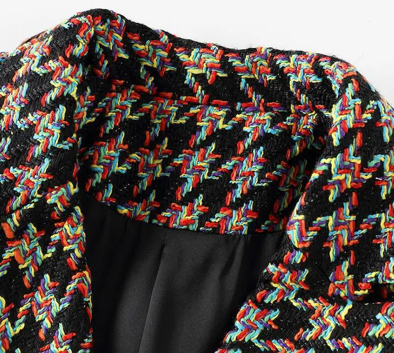Женские блейзеры и куртки Slim Fit винтажное Ретро клетчатое шерстяное твидовое пальто элегантное двубортное осенне-зимняя верхняя одежда Топы