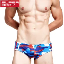 Бренд superbody мужские с низкой талией праздник Пляж камуфляж Плотная Высокая эластичность Плавание трусы Горячие весенние купальники U выпуклый дизайн