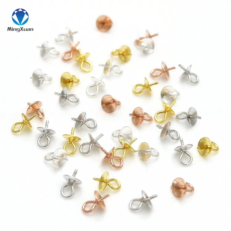 MINGXUAN 10pcs/lot 3/4mm 925 Sterling Silver Cabochon Base Clasps Hooks For Bracelet Necklace Connectors DIY Jewelry Making Jewelry Findings