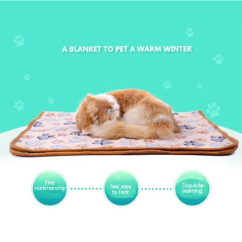 

Pet Winter Warm Sleeping Bed Mat Dog Blanket Soft Coral Fleece Dog Paw and Bone Print Sleeping Bed Cover Cushion For Dogs Cats