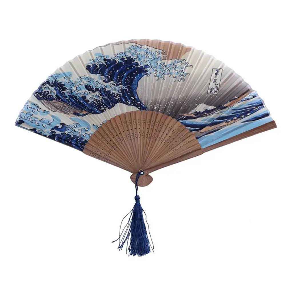 

Japanese Fan Ukiyo-e Surf Map Folding Fan And Fan Pendant Decoration Craft Color Random