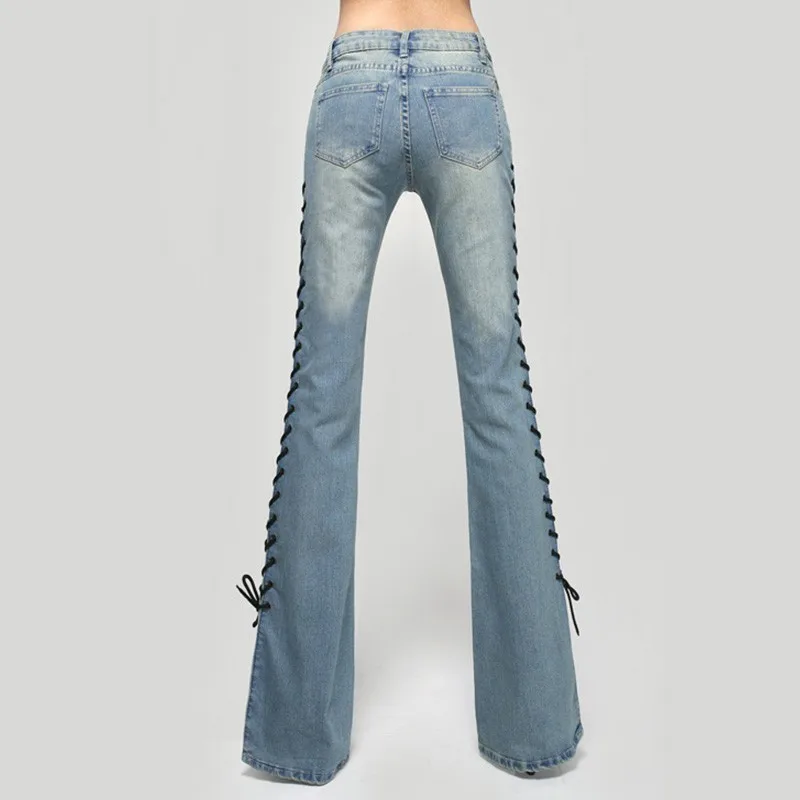 Женские Стрейчевые сексуальные леггинсы с высокой талией размера плюс, синие модные джинсы, брюки с перекрестными лямками