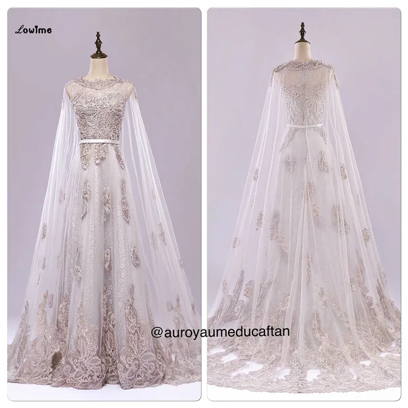 Long Jalabiya White Crystal Formal Evening Dress With Cape Turkish Arabic  Evening Dresses Gowns For Weddings Moroccan Kaftan| | - AliExpress
