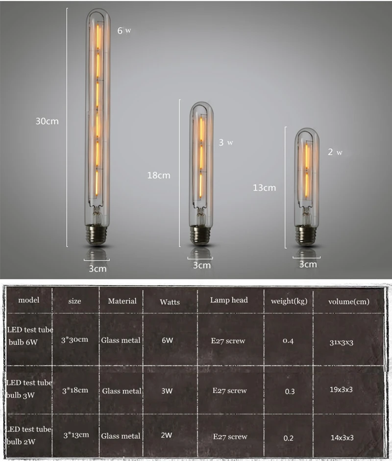 Эдисон лампы E27 накаливания подвесной светильник в стиле ретро 2 Вт/3 Вт/6 Вт 220 V T125/T185/T300 Античная Винтаж лампа Эдисона ламповая нить лампочки