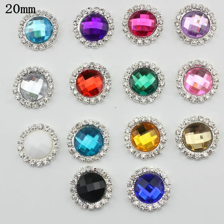 20pcs/pack 20mm crystal button flat back in silver ,Metal rhinestone