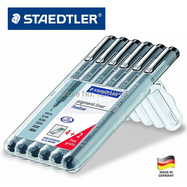 LifeMaster Staedtler 308 SB6P чертежная ручка пигмент вкладыш 6 шт набор 0,05/0,1/0,2/0,3/0,5/0,8 мм школы и офиса