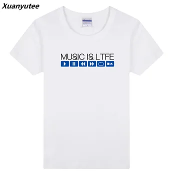 

Xuanyutee Music Is Life Youth Summer Cotton T shirt Homme Flock Print Music Lover Short Sleeve O-neck Casual Big Yard Tshirt Men