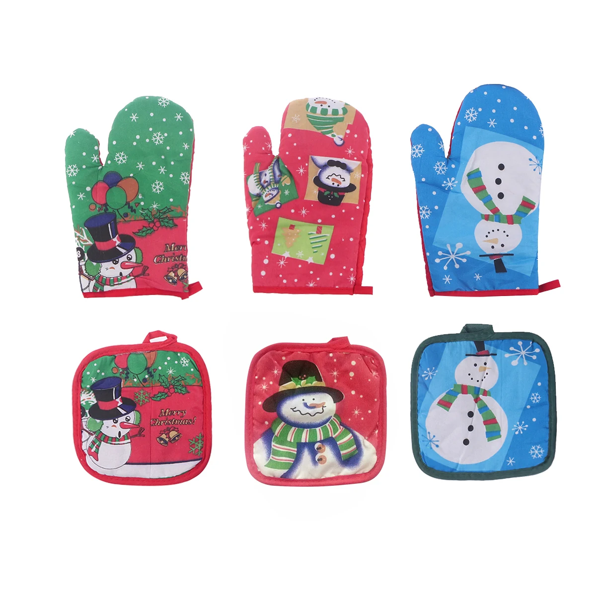Christmas Cotton Oven Mitts Winter Heat Insulation BBQ Grill Microwave