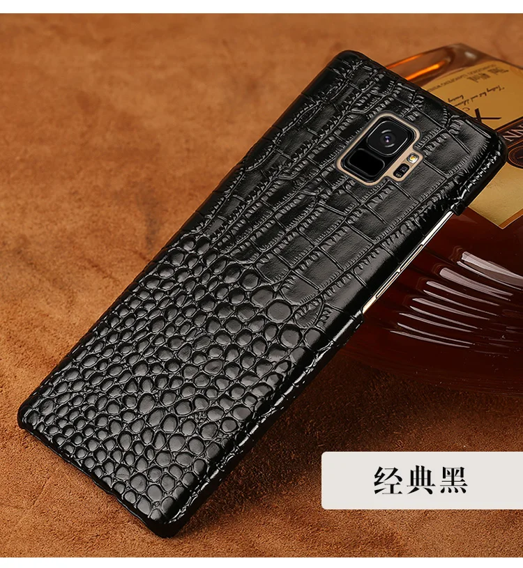 Genuine Leather Half pack phone case For Samsung s9 case Note S8 S7 edge Anti-fall Crocodile pattern protective case For S10 A70 10