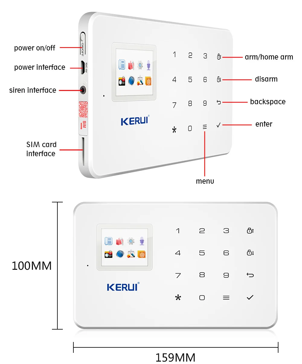 Kerui G18 Встроенная антенна сигнализация PIR детектор движения Беспроводной дыма вспышки Siren ЖК-дисплей GSM sim-карты дом охранной сигнализации Системы