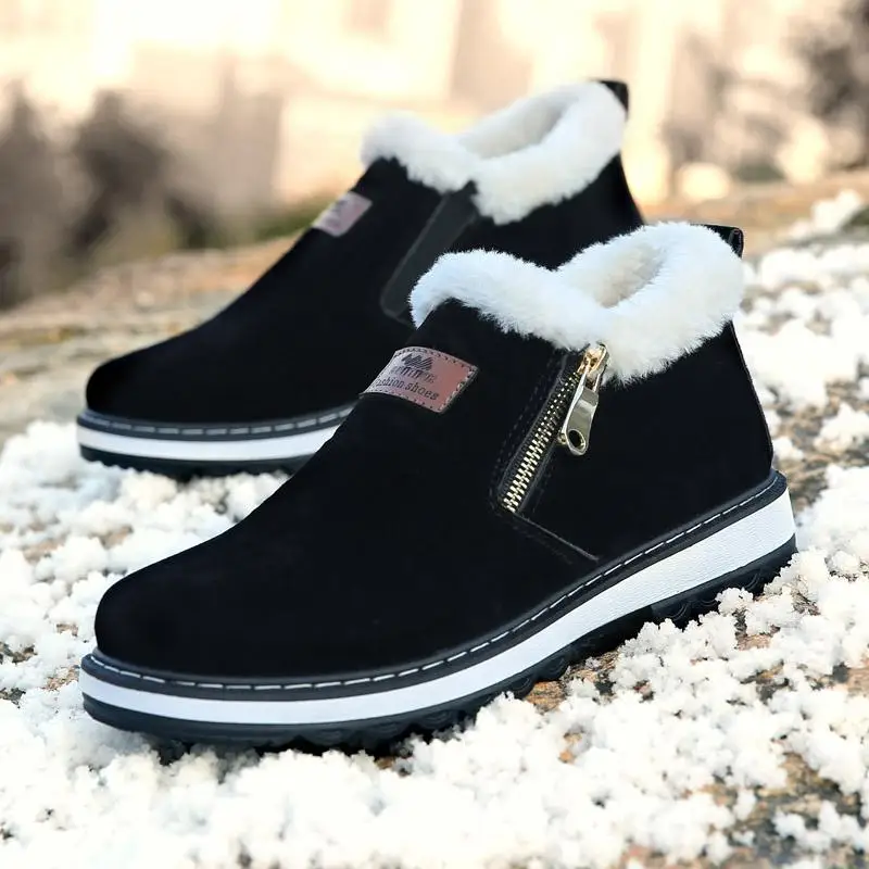 

2018 New Keep Warm Winter Male BootsFashion Black Men's Boots Designer Winter Shoes Men Warm Short Plush Casual Fur Boots Men