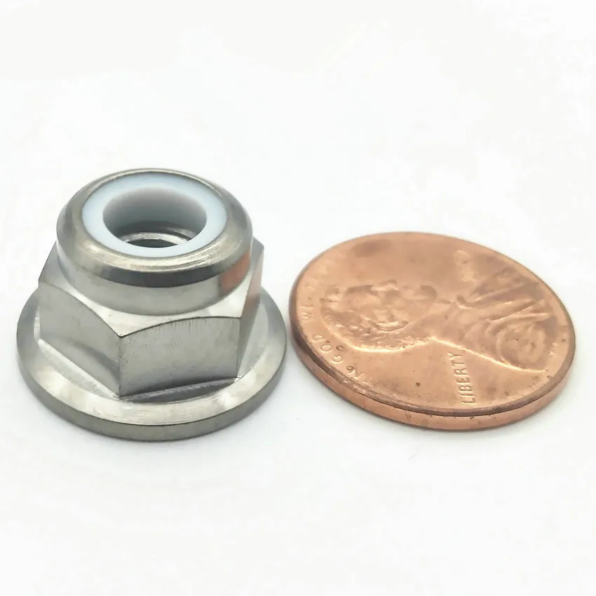 

4/6pcs M6 M8 M10 for Cycling DIY Flange Nylon Lock Nut Grade 5 TC4 for MTB Road Bike Ti Color Titanium Screw Nuts Ti Fastener