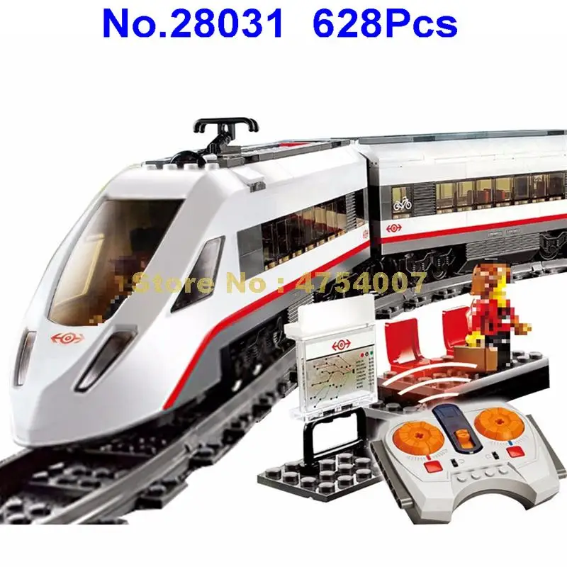 

28031 628pcs technic high-speed passenger train remote control rc trucks 3 figures building blocks 60051 Toy