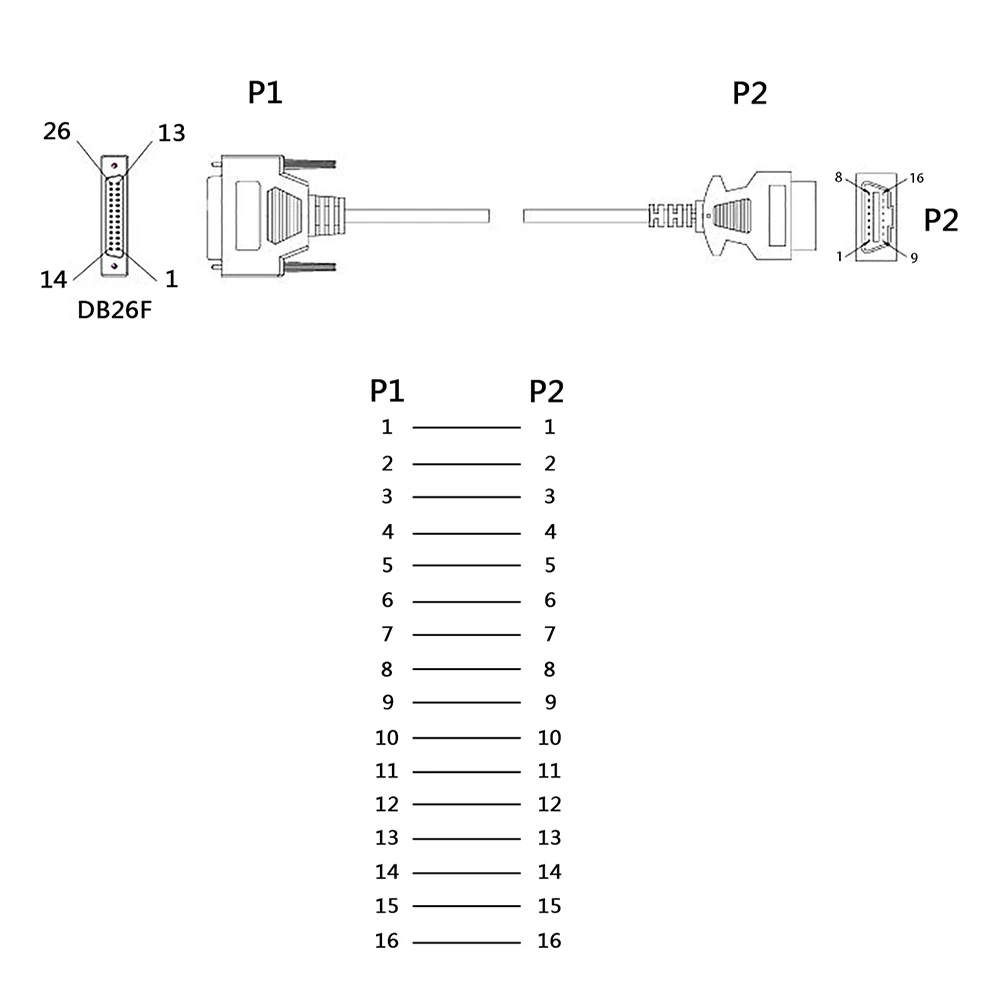 Универсальный адаптер KWOKKER OBD2 16Pin Male to 26Pin Female 180 см OBDII Автомобильный разъем удлинитель диагностический инструмент